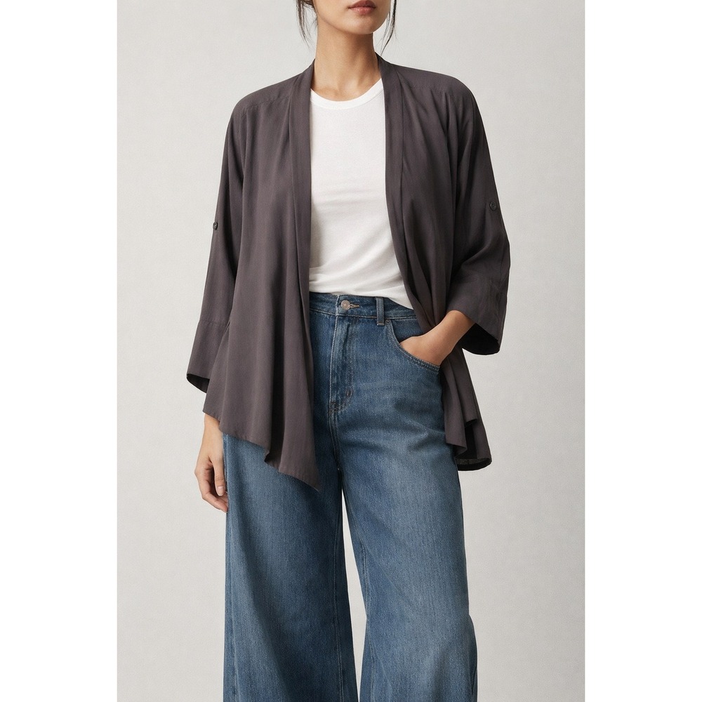 Standard James Perse Open Front Draped Jacket Greystone Small 1‎